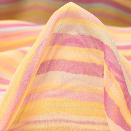 Silk, Crêpe De Chine, Stripes, Mellow Yellow