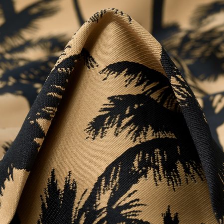 Jacquard, Floral, Sand Dollar&Raven Black