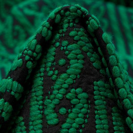 Jacquard, Cotton, Ornament, Raven Black&Smaragd