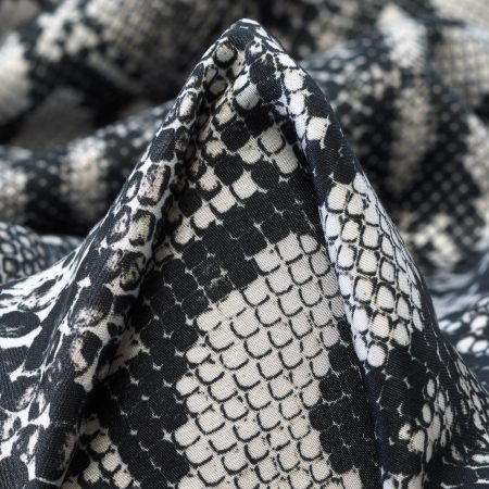 Satin, Viscose, Printed, Raven Black&Snow White
