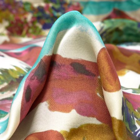 Satin, Viscose, Printed, White Onyx&Savvy Red