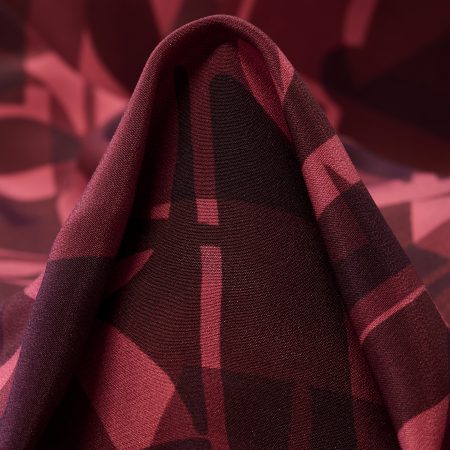 Crêpe, Silk, Printed, Cardinal&Bitter Chocolate