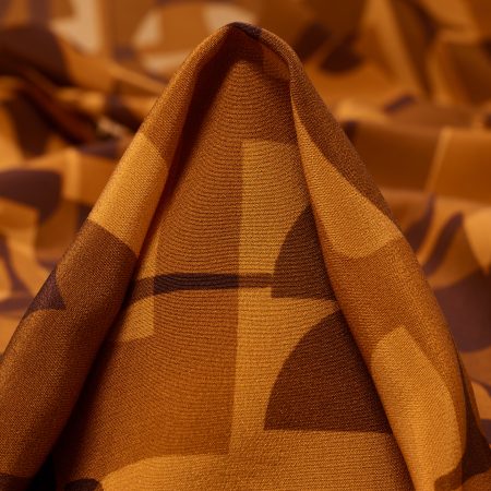 Crêpe, Silk, Printed, Desert Sun&Bitter Chocolate