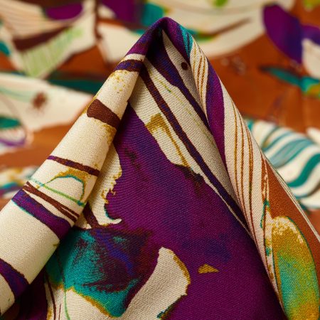 Crêpe, Silk, Printed, Ecru&Sporting Green