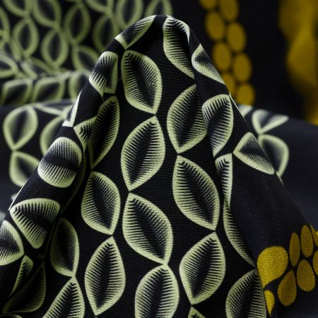 Crêpe, Silk, Printed, Ecru&Vulcan