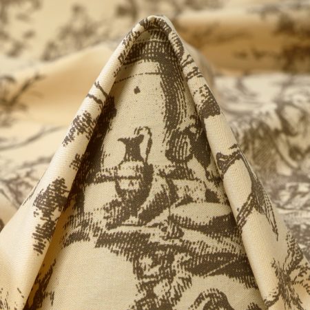 Poplin, Cotton, Toile de Jouy, Antique White&Greige